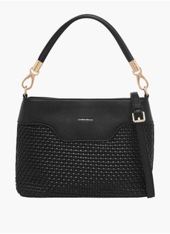 Textured Crossbody Bag with Zip Closure and Adjustable Strap