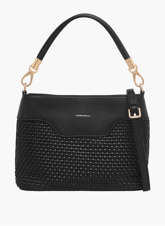 Flora Bella By Shoexpress Textured Crossbody Bag with Zip Closure and Adjustable Strap  - Image 1