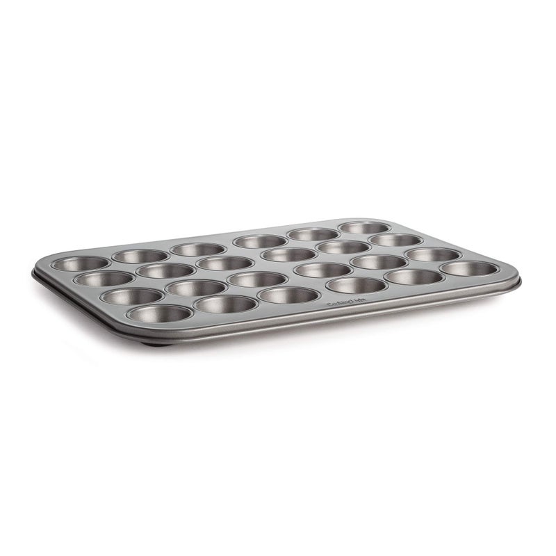 Cooking Light Mini Muffin Pan Carbon Steel Quick Release Coating NonStick Bakeware Heavy Duty Performance 24Cup Gray