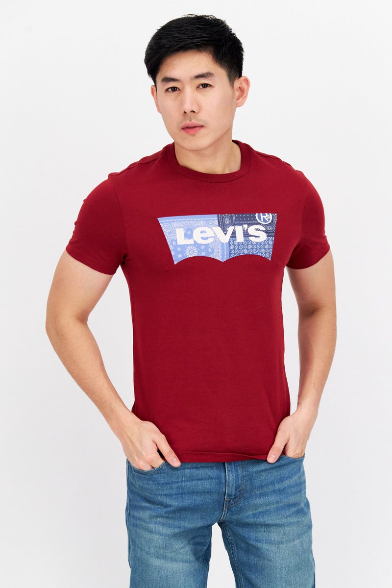 Levi's Men Crew Neck Short Sleeves Brand Logo T-Shirt, Red - Image 1