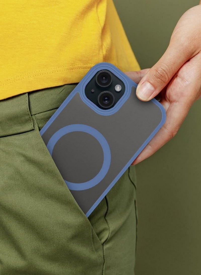 CATANES 2 Pieces Magnetic Slim Protective Case for iPhone 15 - with Wireless Charging Support with 3D Screen Protector - Light Blue - Image 3