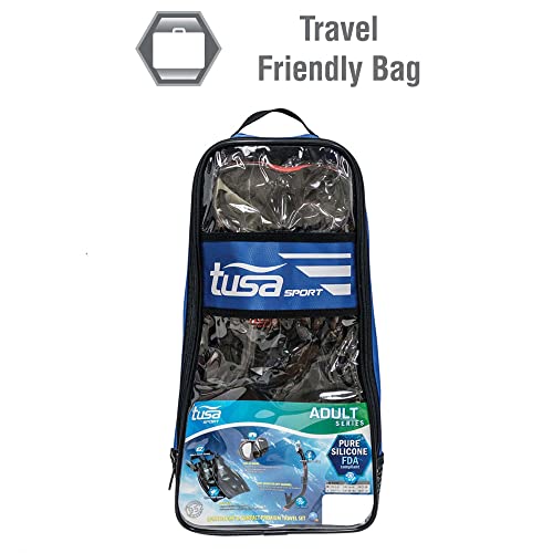 TUSA Sport Adult Powerview Mask, Dry Snorkel, and Fins Travel Set, Large, Black/Ocean Green, UP-2521B-BKOG-L - Image 2