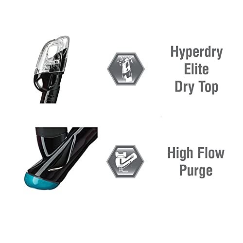 TUSA Sport Adult Powerview Mask, Dry Snorkel, and Fins Travel Set, Large, Black/Ocean Green, UP-2521B-BKOG-L - Image 4