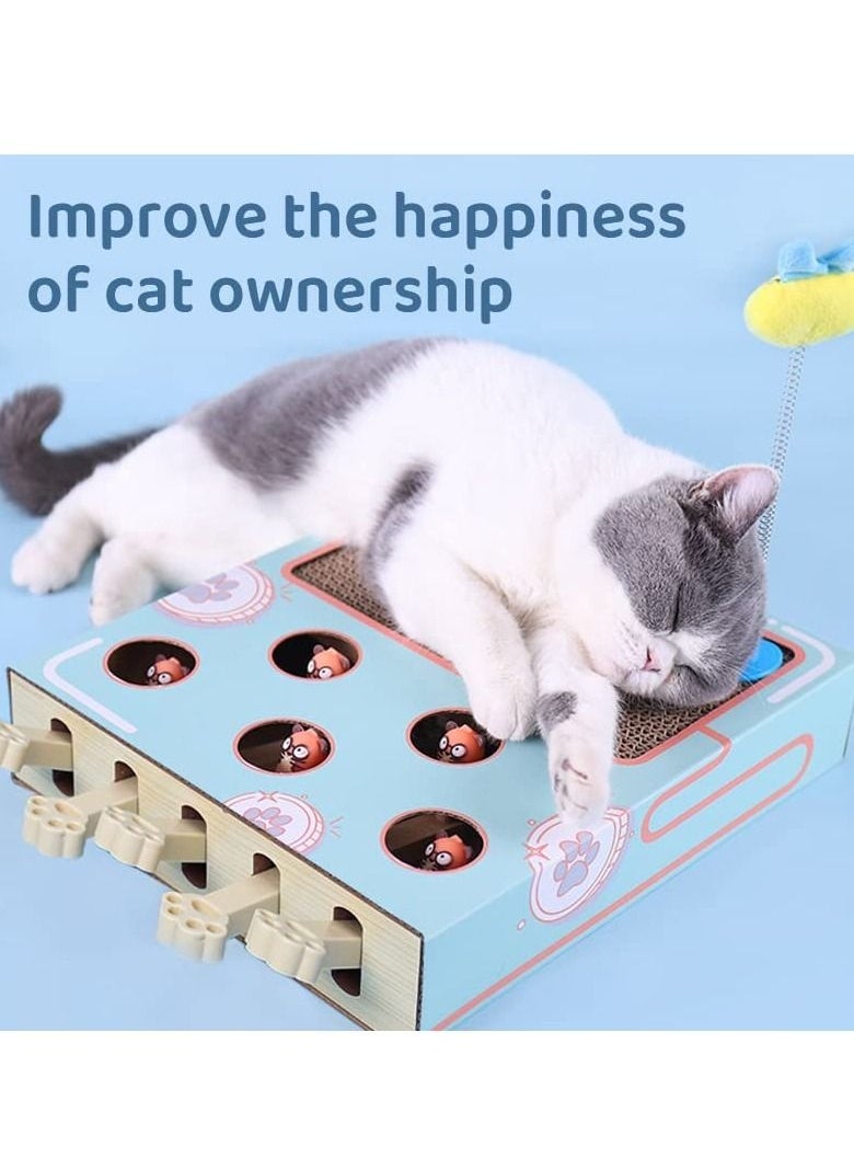 Generic - Cat Whack A Mole Toy With Cat Scratching Pad Cat Enrichment Toys For Indoor Cats Cat Cardboard Box To Make Lots of Fun Cat Interactive Toy To Relieve Boredom And Train IQ - Image 1