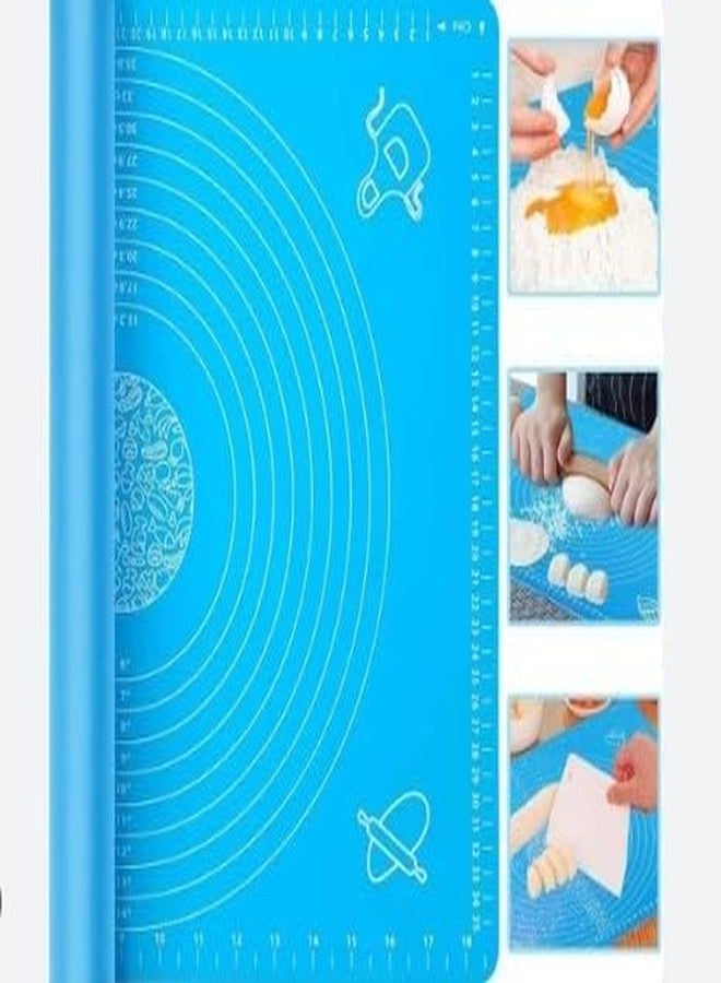 SHRISELL Silicone Baking Mat Roti mat for Kitchen Chapati Atta Kneading,Non Stick Fondant Dough Rolling mat Cake Pad Cooking (50 * 40 cm Blue) - Image 2