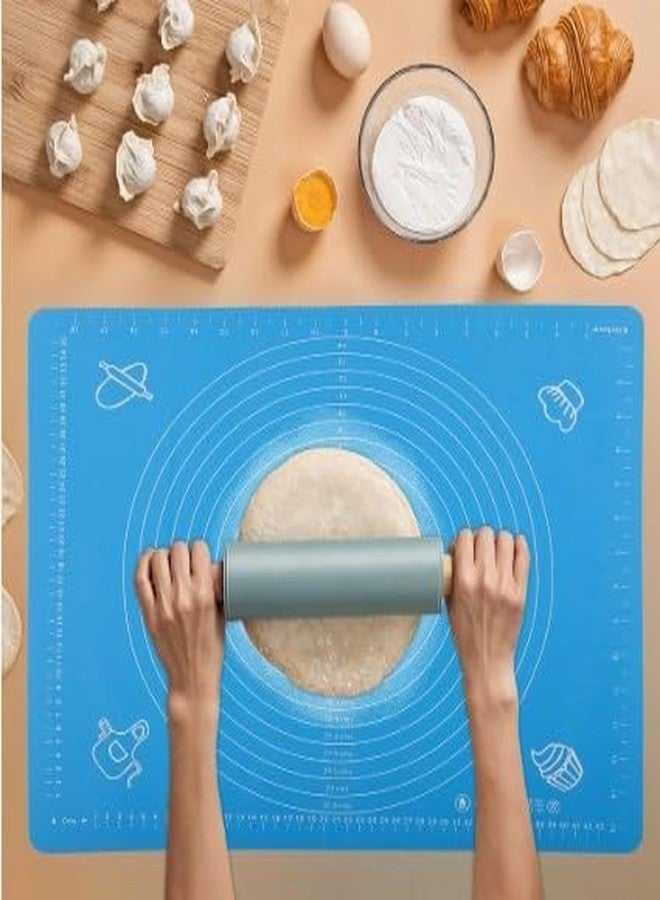 SHRISELL Silicone Baking Mat Roti mat for Kitchen Chapati Atta Kneading,Non Stick Fondant Dough Rolling mat Cake Pad Cooking (50 * 40 cm Blue) - Image 3