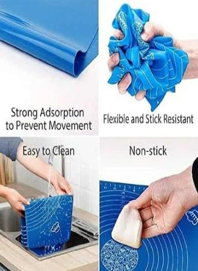 SHRISELL Silicone Baking Mat Roti mat for Kitchen Chapati Atta Kneading,Non Stick Fondant Dough Rolling mat Cake Pad Cooking (50 * 40 cm Blue) - Image 5