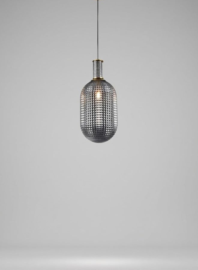  سبولكس إضاءة عصرية من SPOLUX، مصباح معلق فردي، إضاءة، مصباح معلق عصري بلون دخاني، لون كروم، 18 × 27 × 100 سم، مناسب لغرفة النوم والمطبخ والمقهى، ارتفاع قابل للتعديل. - Image 1