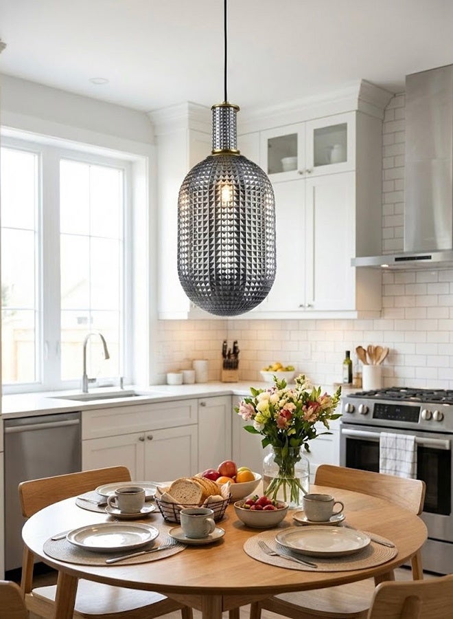  سبولكس إضاءة عصرية من SPOLUX، مصباح معلق فردي، إضاءة، مصباح معلق عصري بلون دخاني، لون كروم، 18 × 27 × 100 سم، مناسب لغرفة النوم والمطبخ والمقهى، ارتفاع قابل للتعديل. - Image 3