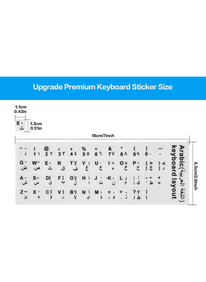 Rock Pow 2PCS Arabic Keyboard Stickers Arabic-English Keyboard Letters Replacement Stickers White Background with Black Font for Computer Laptop Notebook Desktop Matte Arabic Keyboard Alphabet Stickers  - Image 3