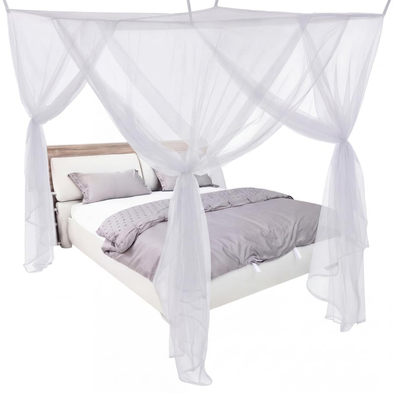 Mindsoft 4 Corners White Bed Canopy Curtains for Single Twin Full Size Mosquito Net Rectangular Bed Drapes for Bedroom Home Indoor Patio Outdoor DecorationL79 X W47 X H59 Inch - Image 2