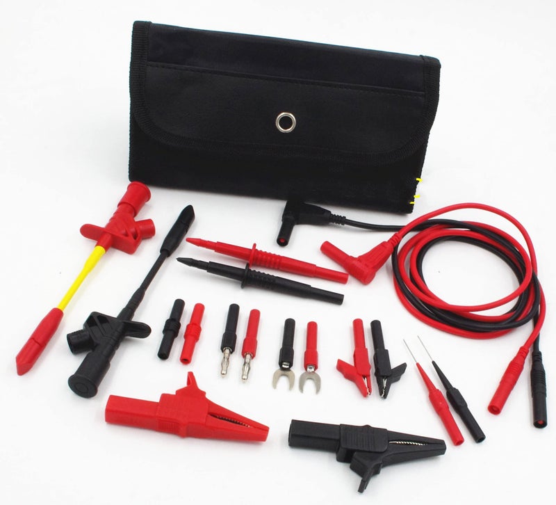 TestHelper TH-10-KIT Insulation 4mm Banana Test Lead Probe Clip Lantern Fork Tip Spring Crocodile Alligator Adaptor Multimeter Accessory Kit