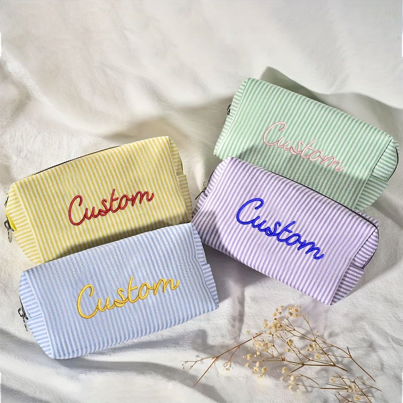 Embroidery Black Custom Makeup Bag Bridesmaid Travel Toiletry Case Gift - Image 5