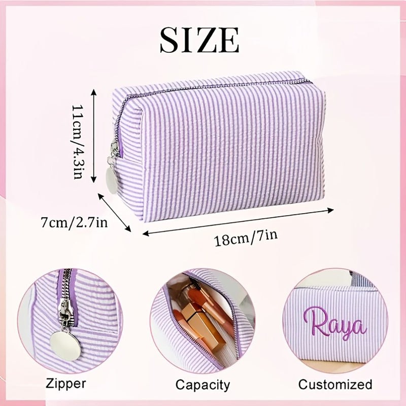 Embroidery Black Custom Makeup Bag Bridesmaid Travel Toiletry Case Gift - Image 3