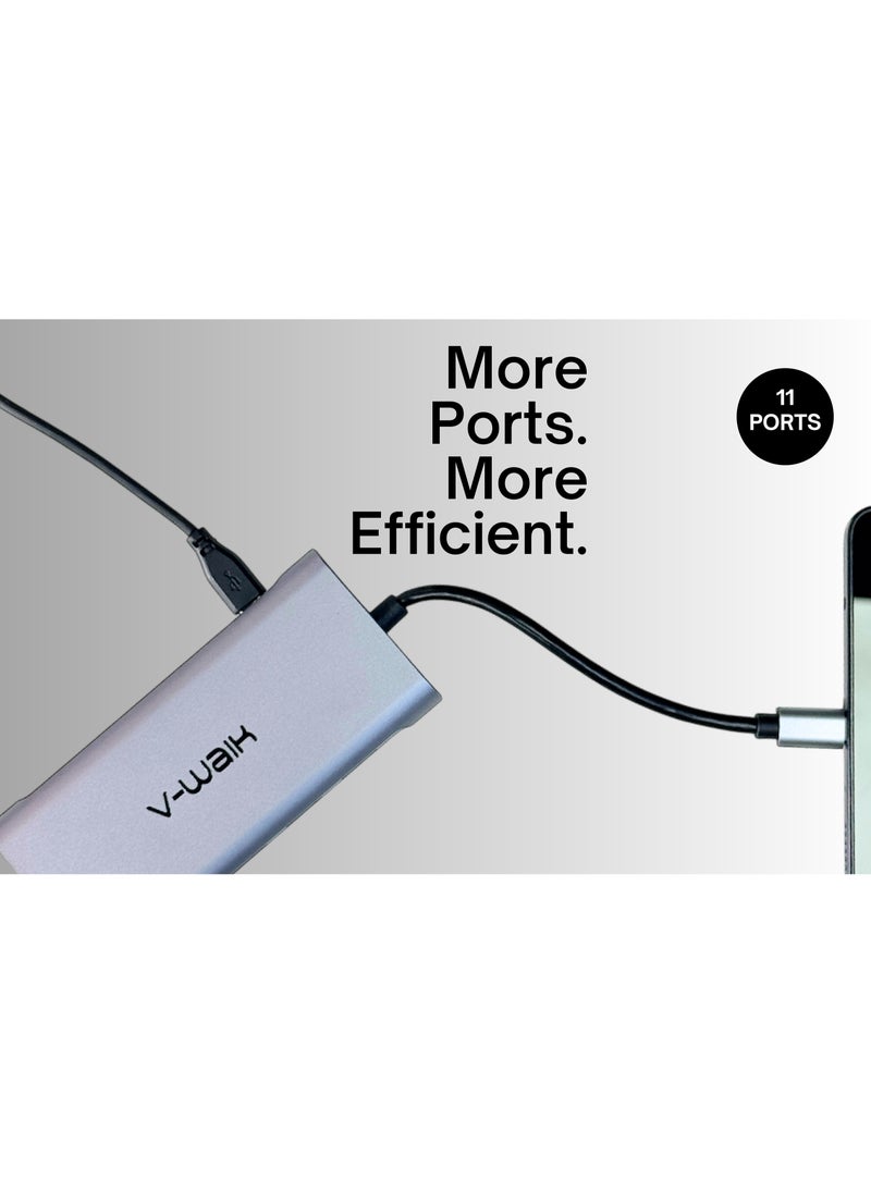 V-Walk 11 in 1 USB C Type HUB, USB C Adapter 11 in 1 Dongle with 4K HDMI, VGA, Type C PD, USB 3.0, RJ45 Ethernet, SD/TF Card Reader, 3.5 mm AUX, Docking Station  - Image 2