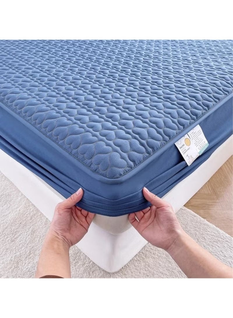 Huitich Waterproof Fitted Bedding Topper Set 200 × 220 cm – Blue with 2 Pillowcases - Image 3