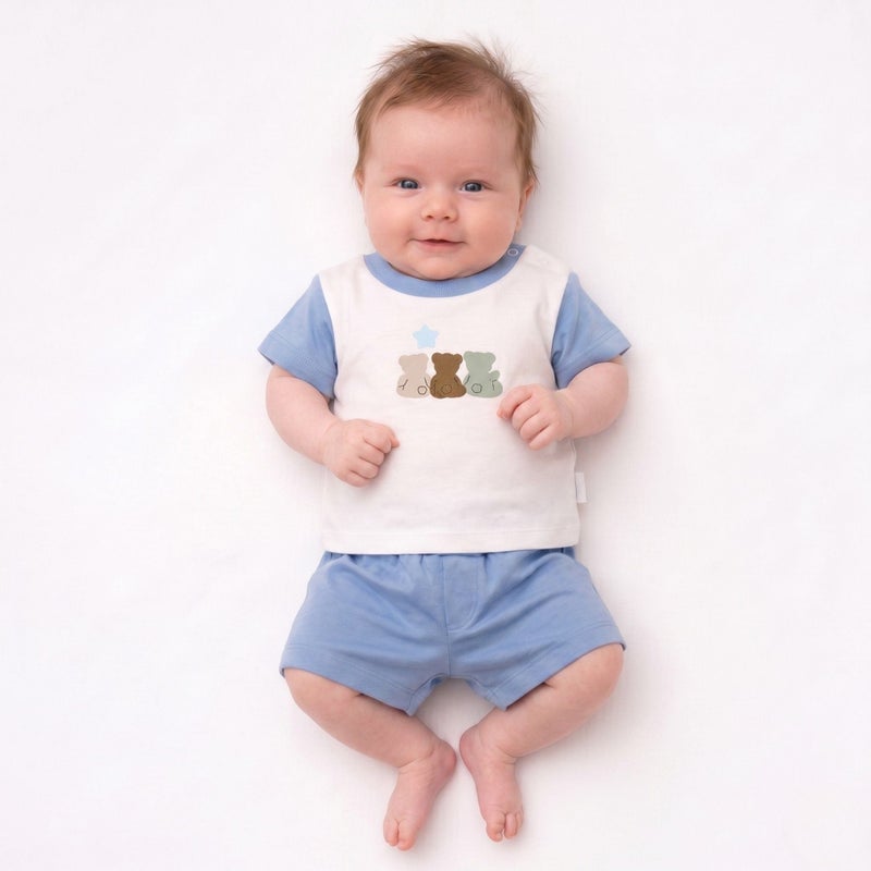Cloud Fashion Blue Newborn Teddy Summer Set - Image 1