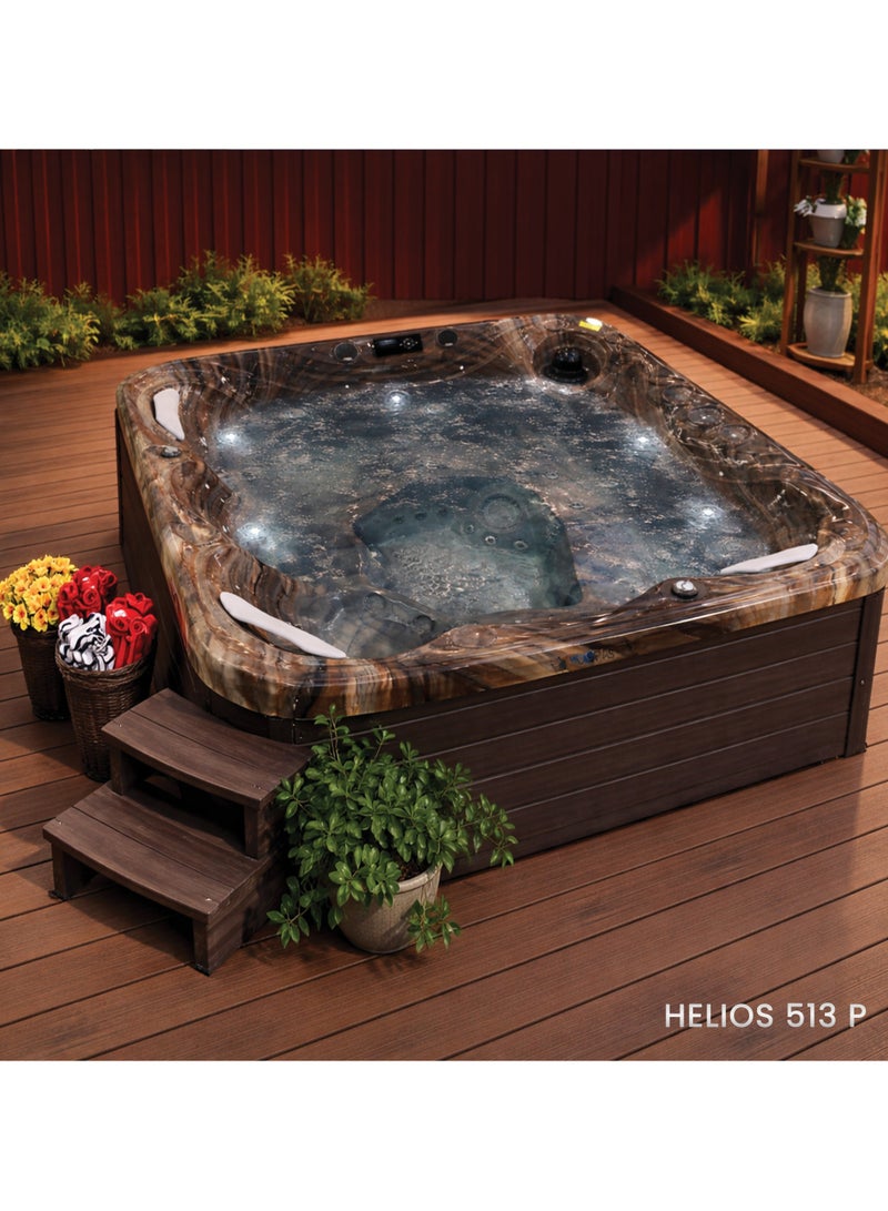 POLSPAS Helios 513 P– 5-Seater Spa with Dual Loungers & Deep Hydrotherapy - Image 1