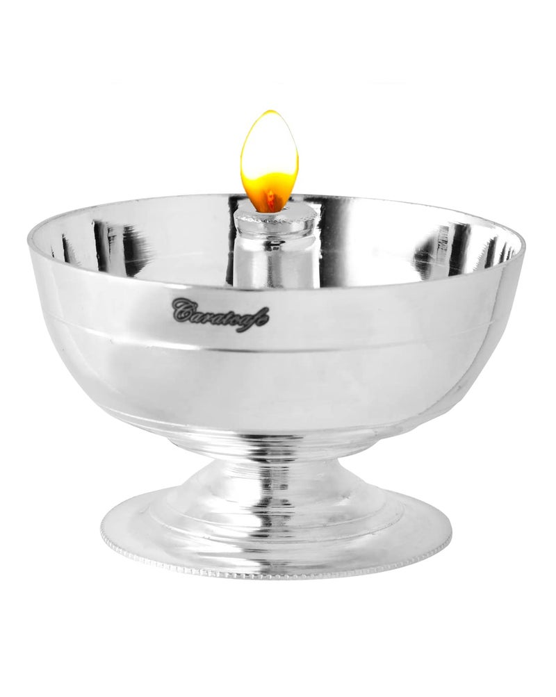 PRD CARATCAFE PRD CARATCAFE Silver Akhand Jyot Diya Deepak for Pooja Oil Lamp Diya for Home Office Beautiful Simplistic Design Pure 925 Silver Article Hallmark Certified Gift for All Occasions  - Image 1