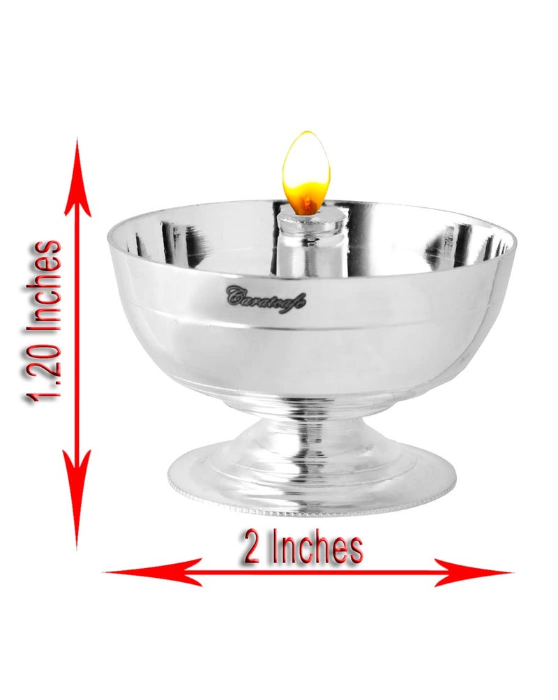 PRD CARATCAFE PRD CARATCAFE Silver Akhand Jyot Diya Deepak for Pooja Oil Lamp Diya for Home Office Beautiful Simplistic Design Pure 925 Silver Article Hallmark Certified Gift for All Occasions  - Image 2