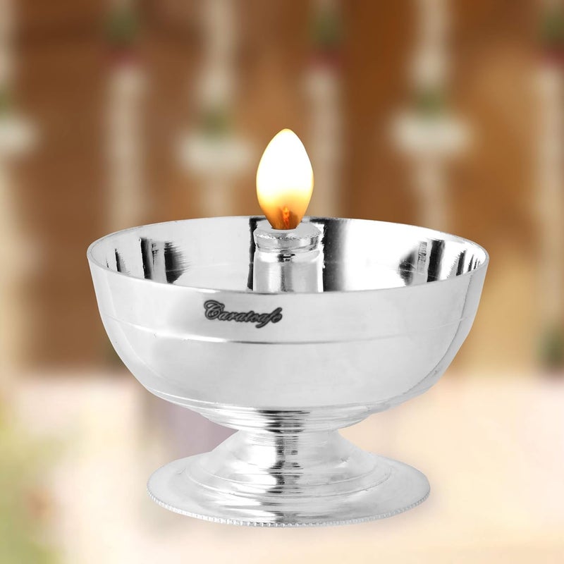 PRD CARATCAFE PRD CARATCAFE Silver Akhand Jyot Diya Deepak for Pooja Oil Lamp Diya for Home Office Beautiful Simplistic Design Pure 925 Silver Article Hallmark Certified Gift for All Occasions  - Image 3