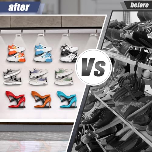 HANDSONIC Wall-Mount Floating Shoe Shelves, Sturdy Levitating Sneaker Rack for Showcasing Shoe Collections - Image 2