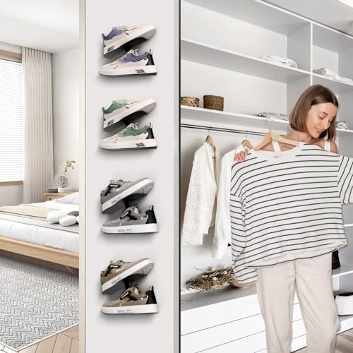 HANDSONIC Wall-Mount Floating Shoe Shelves, Sturdy Levitating Sneaker Rack for Showcasing Shoe Collections - Image 4