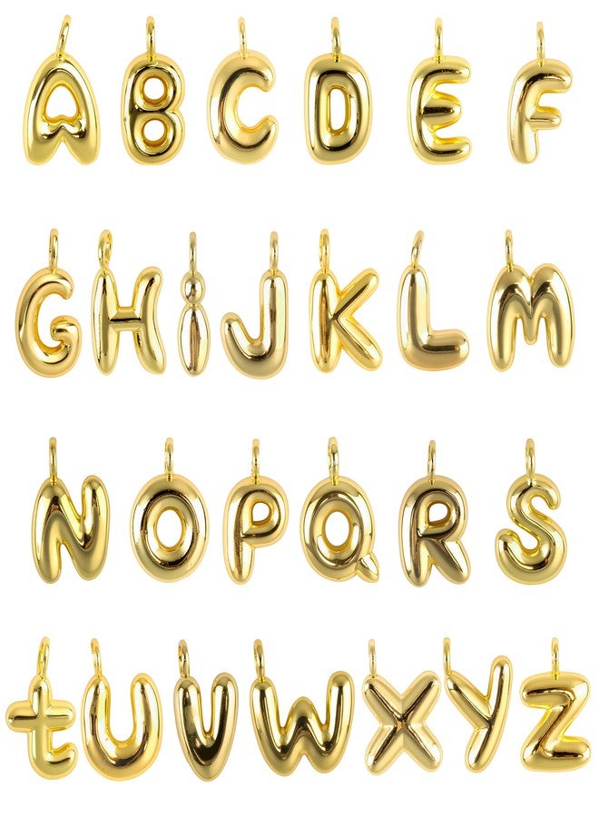 Starry 26pcs 18K Filled Gold Bubbled A-Z Alphabet Letters Charms for Jewelry Making Chunky Bubble Initial Letter Charm Pendant Beads,Gold Trendy Bubble Glitter Pendants for Women Bracelet Necklace Choker Making - Image 1
