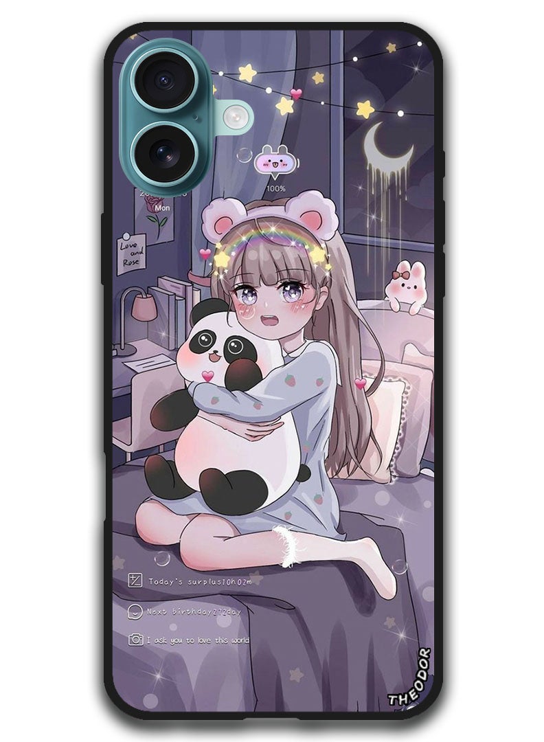 Theodor غطاء واقي مضاد للخدش وصدمات مع حواف لجهاز iPhone 16 (6.1) - فتاة مع دمية دب - Image 1