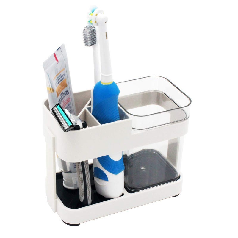 Caltero Plastic Stand Holder with 1 Cup for Bathroom Storage, 4 Slots. (with 1 Cups) - Image 1