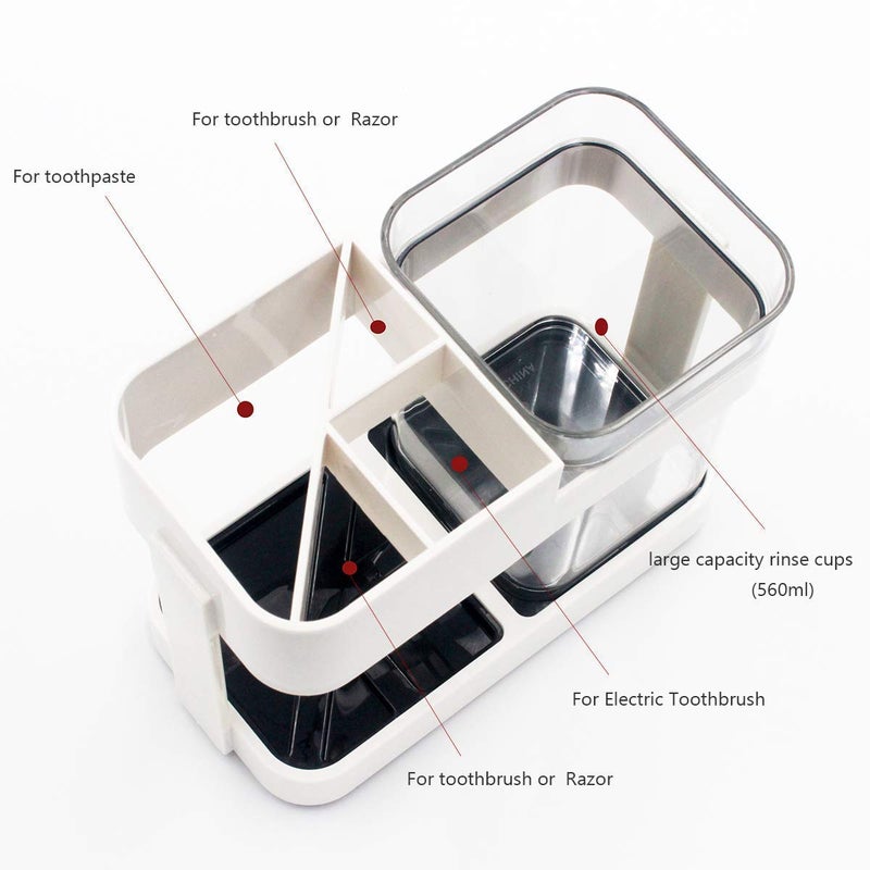 Caltero Plastic Stand Holder with 1 Cup for Bathroom Storage, 4 Slots. (with 1 Cups) - Image 3