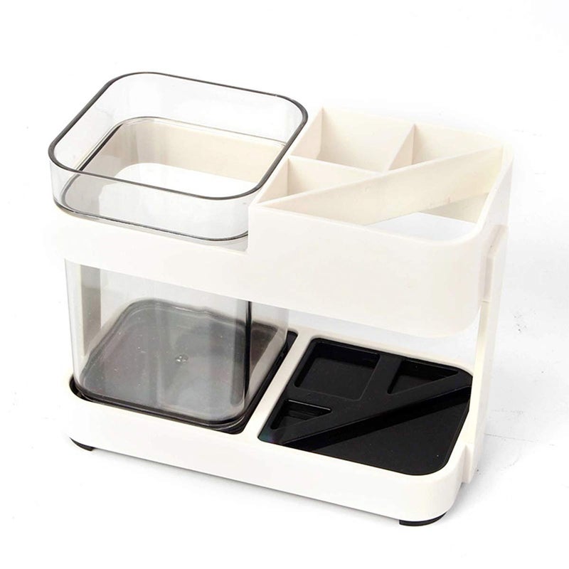 Caltero Plastic Stand Holder with 1 Cup for Bathroom Storage, 4 Slots. (with 1 Cups) - Image 2