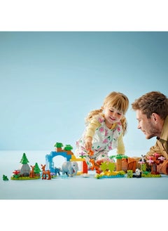LEGO DUPLO 3in1 Wild Animal Families Set, Montessori Toddler Learning Toy with Turtle, Tiger, Elephant, Deer and Panda Figures for 2 Plus Years Old Girls and Boys 10446 (92 pieces)  - Image 3