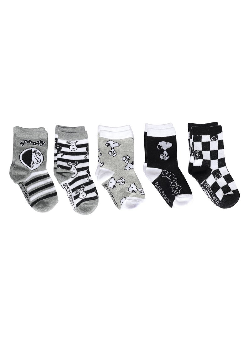 Peanuts The peanuts Snoopy  Socks, Ankle Crew Socks for Kids (2 to 4 Years), Pack of 5 socks  - Image 1