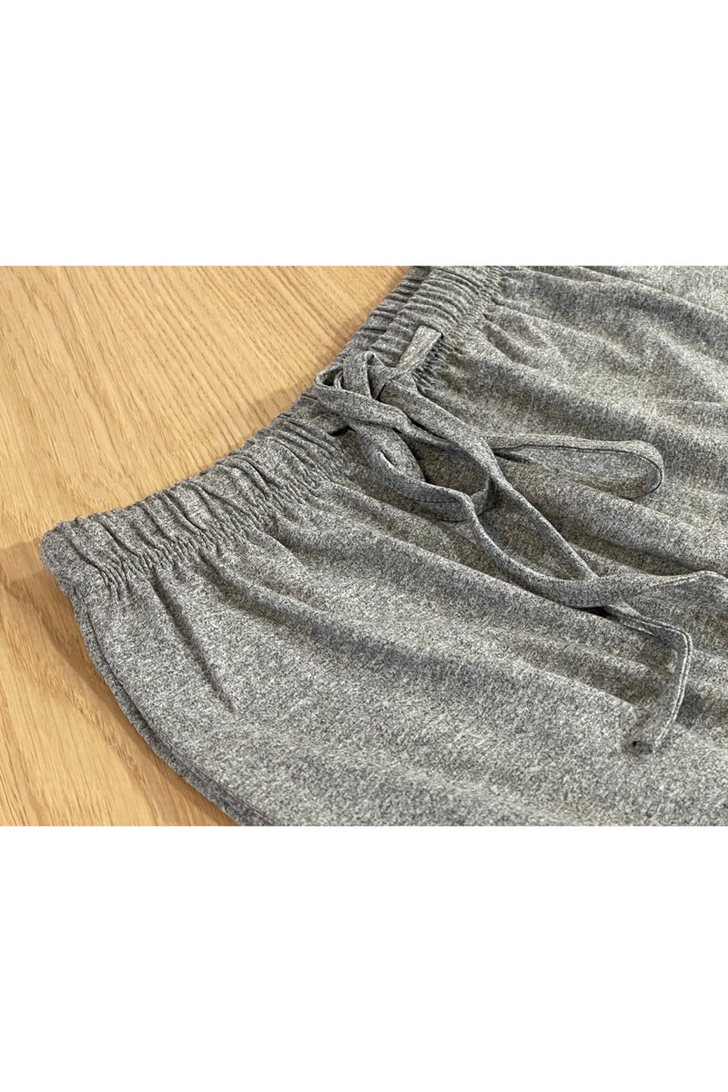 SOLOBUY Pyjamas Set Jersy Women's Long-Sleeved, Elastic Waist, Collar Round, Pants, Color  Gray - Image 5