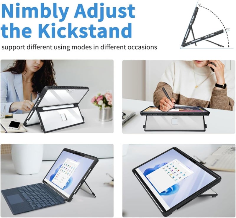 Tablet Case, Multi Angle Stand Protective Cover with Built in Pen Holder Shockproof Rugged Case for 8 to 13 Inch Tablets (Matte White) - Image 4