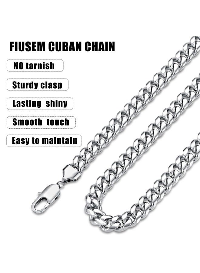 Fiusem Silver Tone Cuban Link Chain for Men, 4mm Mens Chain Necklaces, Miami Cuban Chain Necklace for Men Women and Boys, Stainless Steel, high polish - Image 4