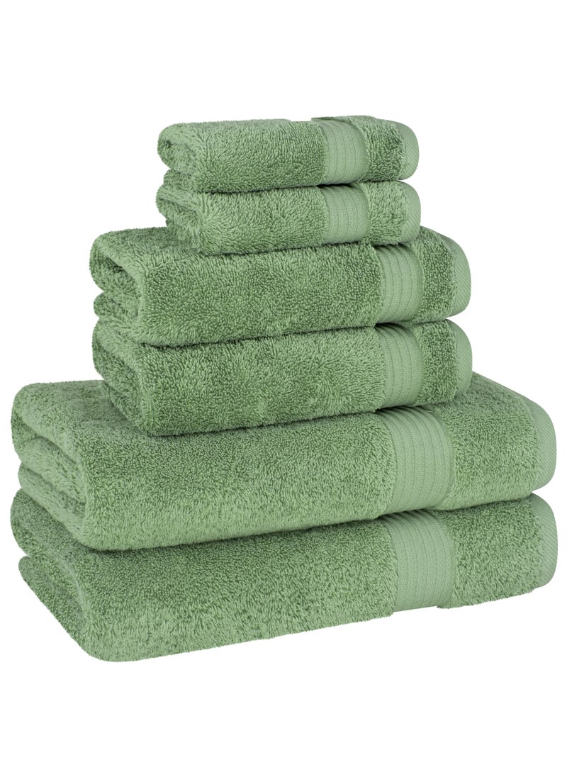 Safi Plus Towel Set Luxury Hotel Quality 500 GSM Genuine Combed Cotton, Super Soft & Absorbent Family Bath Towels 6 Piece Set -  2 Bath Towels, 2 Hand Towels, 2 Washcloths - Sage Green  - Image 4