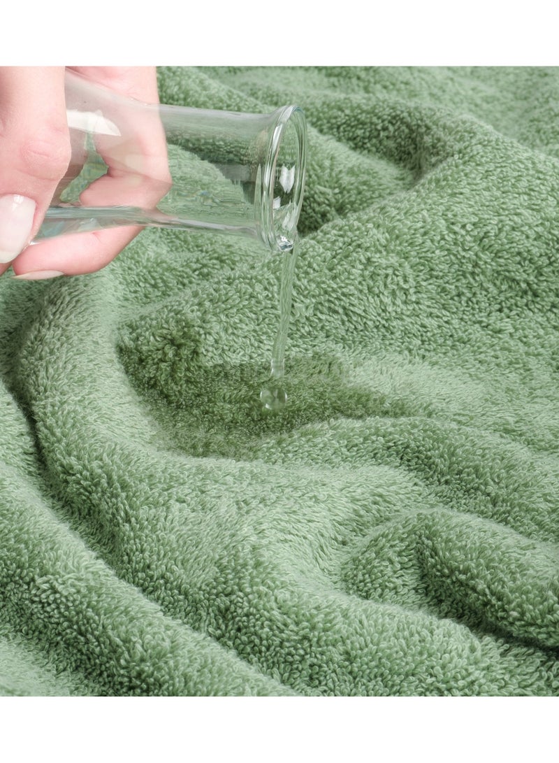 Safi Plus Towel Set Luxury Hotel Quality 500 GSM Genuine Combed Cotton, Super Soft & Absorbent Family Bath Towels 6 Piece Set -  2 Bath Towels, 2 Hand Towels, 2 Washcloths - Sage Green - Image 5