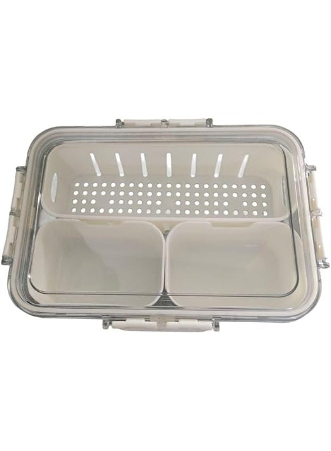 Spaceshoop Three-compartment snack box, for storing sweets, snack container with lid, snack plate, snack bowl, snack box organizer for sweets and vegetables. (white) - Image 1