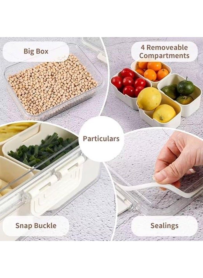 Spaceshoop Three-compartment snack box, for storing sweets, snack container with lid, snack plate, snack bowl, snack box organizer for sweets and vegetables. (white) - Image 4