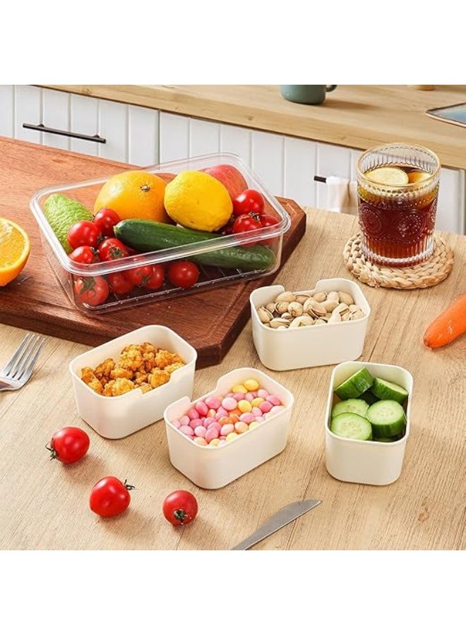 Spaceshoop Three-compartment snack box, for storing sweets, snack container with lid, snack plate, snack bowl, snack box organizer for sweets and vegetables. (white) - Image 5