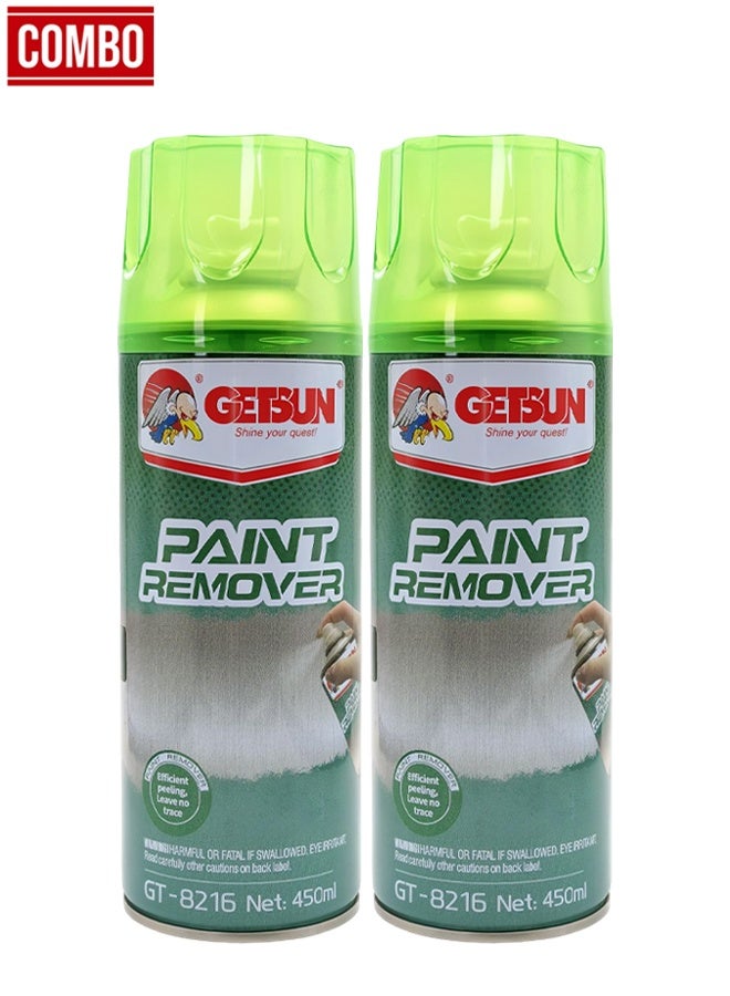 GETSUN 2 Piece Paint Remover Spray 450ml – Fast Acting Aerosol Paint Stripper for Metal, Car Parts & Surfaces, Easy Peel Formula, Combo Pack - GT-8216 - Image 1