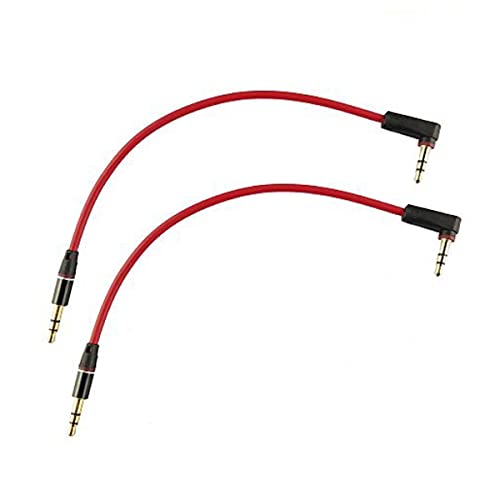 Seadream 3.5mm Aux Cable Short 2Pack 8inch 3Port 3.5mm Right Angle Male to Male Stereo Audio Cable Replacement for Headphones, iPods, iPhones, iPads, Home/Car Stereos and More - Image 1