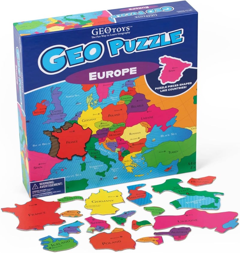 GeoToys GeoPuzzle Europe - 58 Piece Geography Jigsaw Puzzle for Kids Ages 6-9 - Image 1