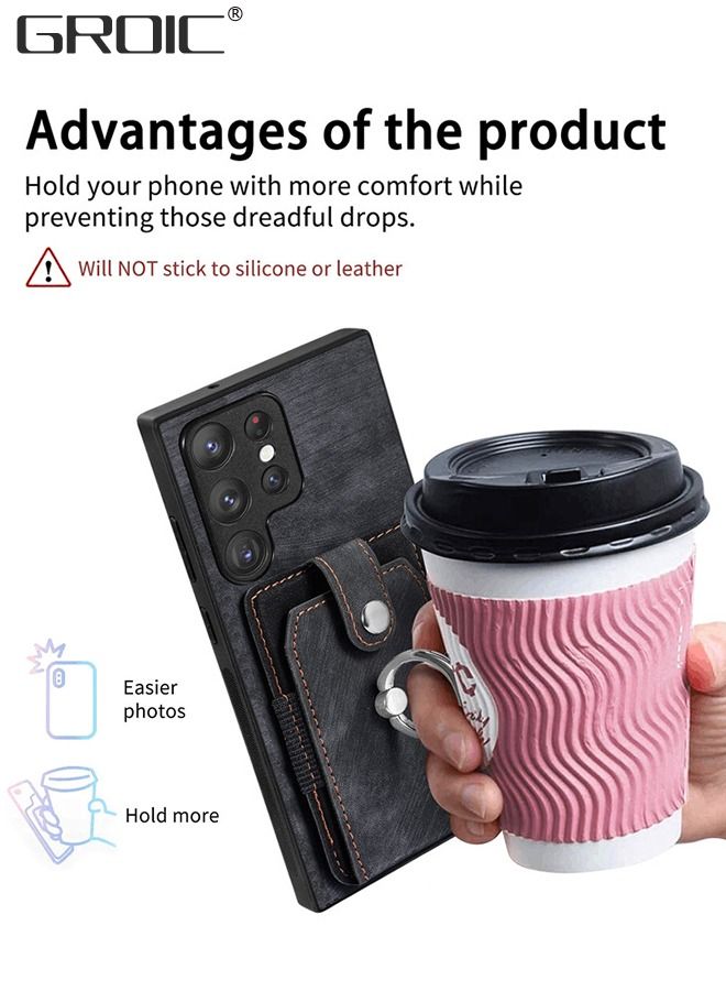 GROIC حافظة لهاتف سامسونج جالاكسي S23 الترا مع حامل للبطاقات، حامل حلقي يدور 360 درجة، فتحات للبطاقات، غطاء هاتف، مسند هاتف متين مقاوم للصدمات لهاتف جالاكسي S23 الترا 6.8 بوصة - Image 5