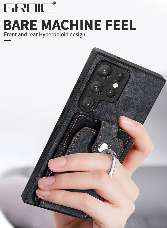 GROIC حافظة لهاتف سامسونج جالاكسي S23 الترا مع حامل للبطاقات، حامل حلقي يدور 360 درجة، فتحات للبطاقات، غطاء هاتف، مسند هاتف متين مقاوم للصدمات لهاتف جالاكسي S23 الترا 6.8 بوصة - Image 4