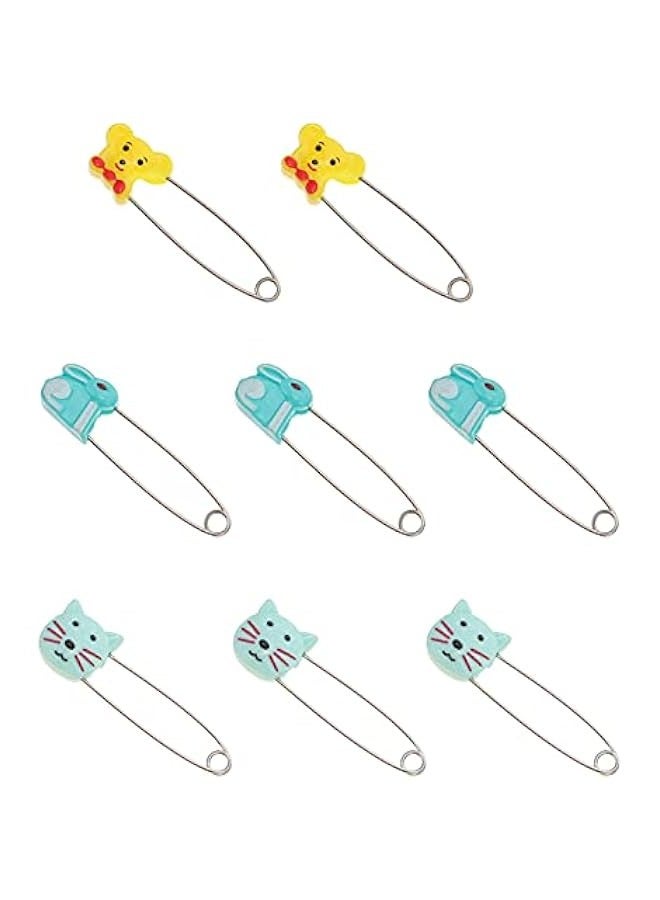 10pcs Safety Pins Diaper Pins Cute Animal Head Cloth Pins with Locking Closures U- Shaped Nappy Pins Buckle for Napkins Garment Repair Pins Random Color  - Image 1