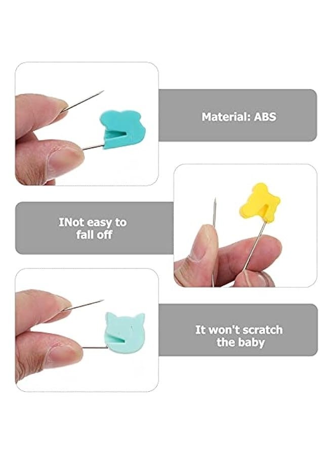 10pcs Safety Pins Diaper Pins Cute Animal Head Cloth Pins with Locking Closures U- Shaped Nappy Pins Buckle for Napkins Garment Repair Pins Random Color  - Image 3