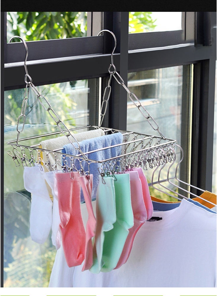 Indoor hang on wall multi-functional clips drying rack, large-capacity drying rack for babies and single travelers, not floor-standing - Image 1